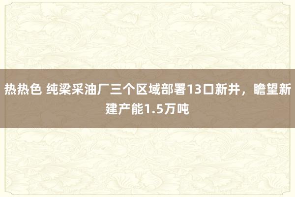 热热色 纯梁采油厂三个区域部署13口新井，瞻望新建产能1.5万吨